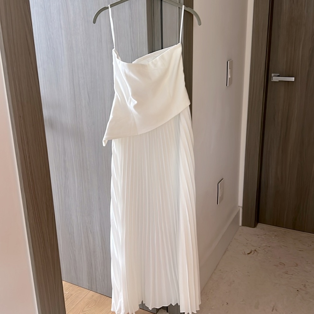Commense Strapless Pleated Maxi Dress in White - Picture 7 of 11